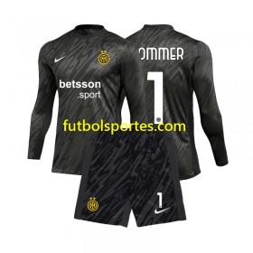 Camiseta Inter Milan Yann Sommer 1 Portero Niño Tercera Equipación 2024/2025 Manga Larga